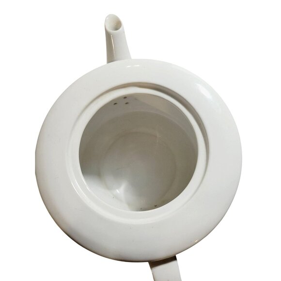 Vintage Minimalist White Teapot Copco Sam Lebowitz Ceramic Design 1983 Korea - Picture 5 of 15